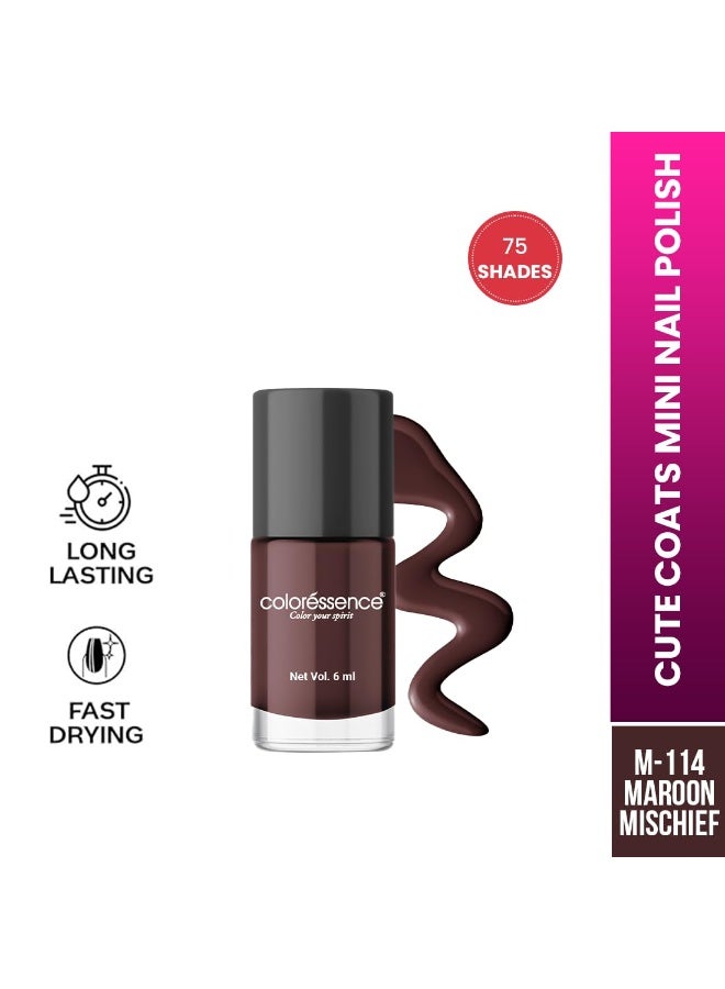 Coloressence Cute Coats Long Lasting Glossy Finish Nail Paint | Chip Resistant | Quick Dry | One Swipe Application | -6ml - Image 2
